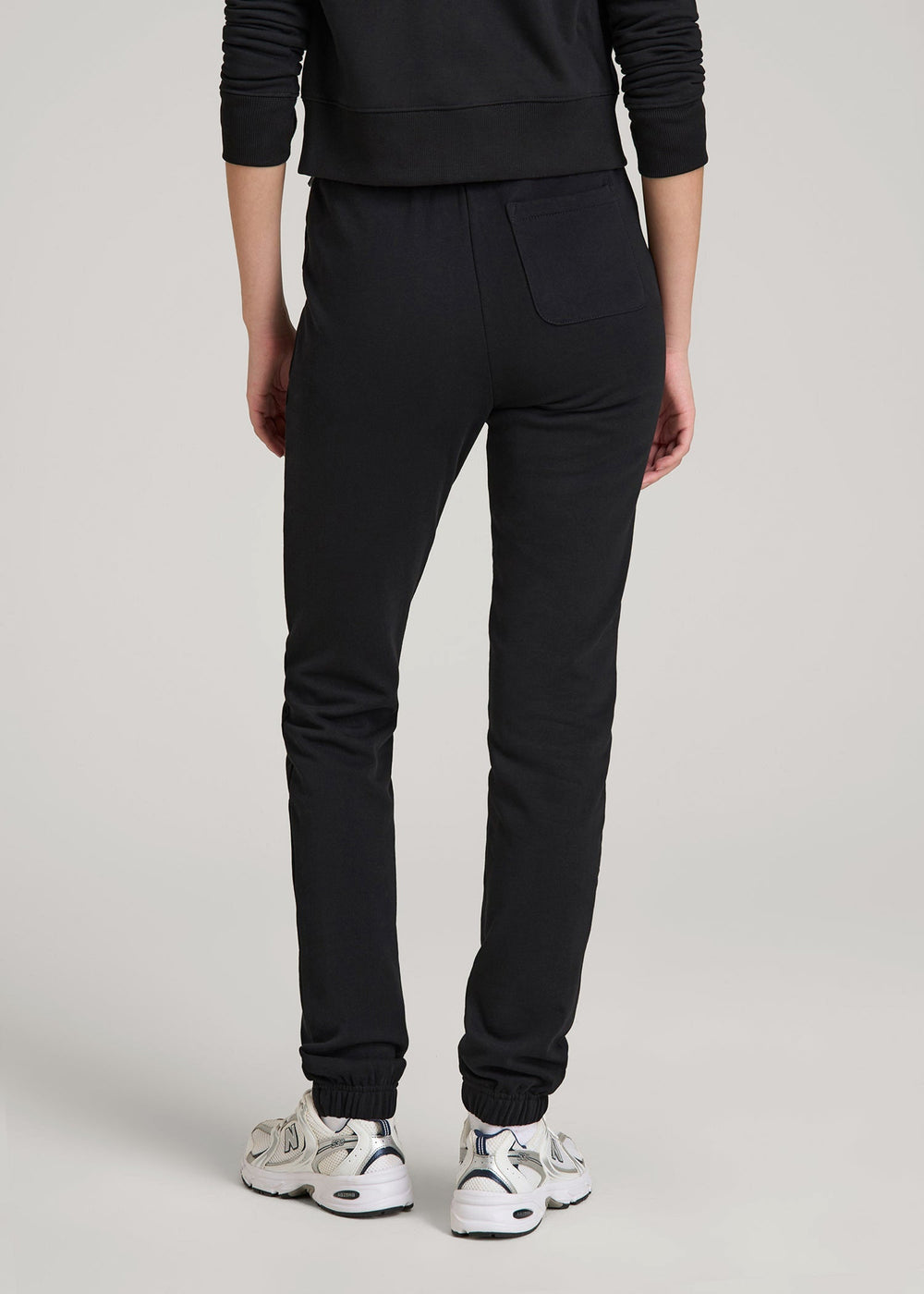 American Tall Discount | Wearever Fleece Slim Fit High-Waisted Garment Dye Sweatpants for Tall Women in Black