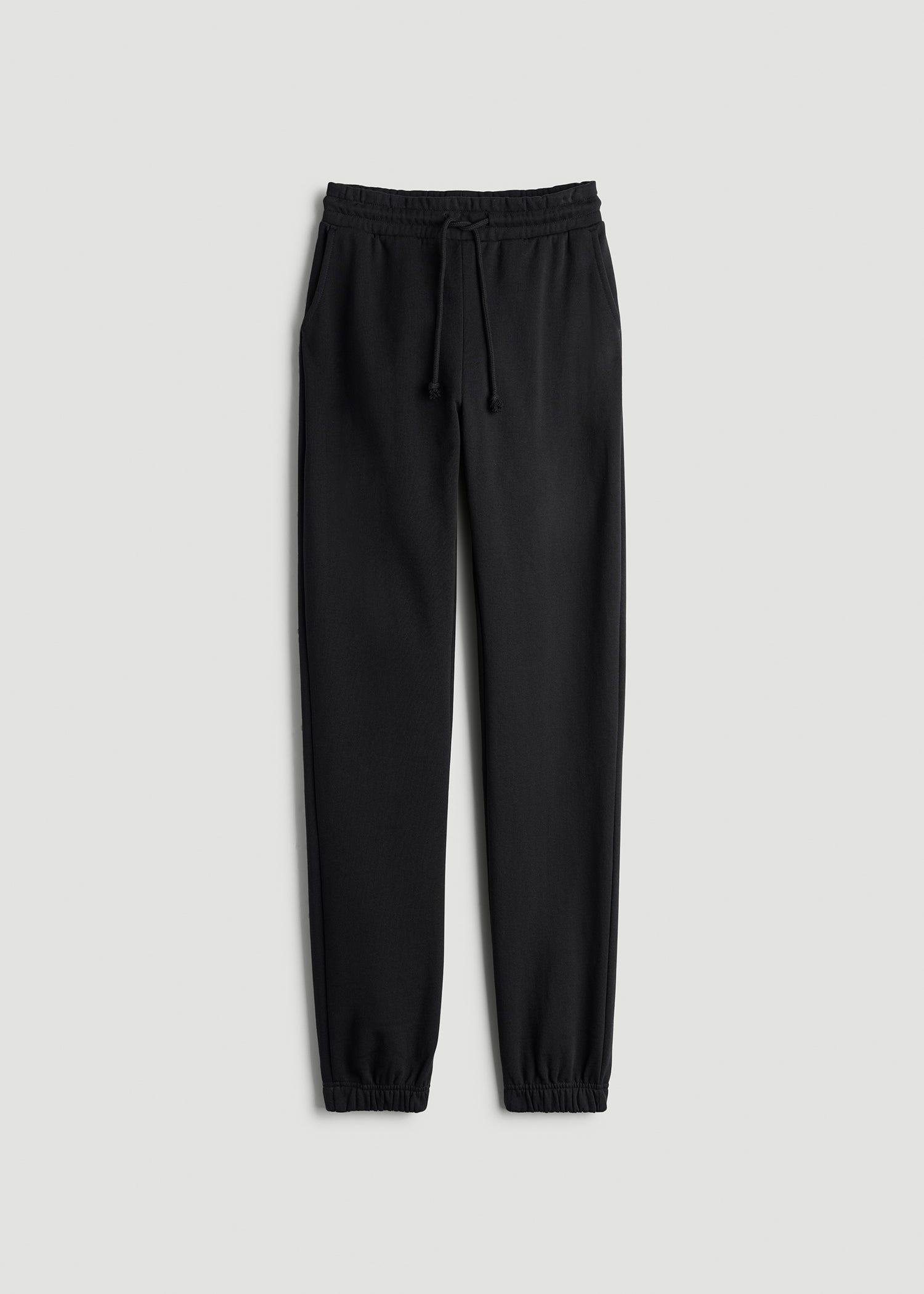 American Tall Discount | Wearever Fleece Slim Fit High-Waisted Garment Dye Sweatpants for Tall Women in Black