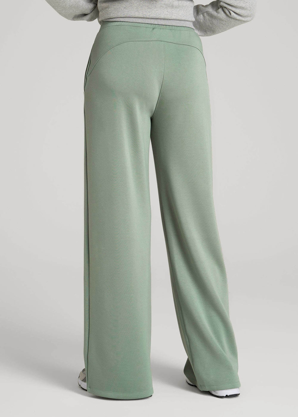 American Tall Discount | Pull-On Tie Waist Wide Leg Pants for Tall Women in Seagrass