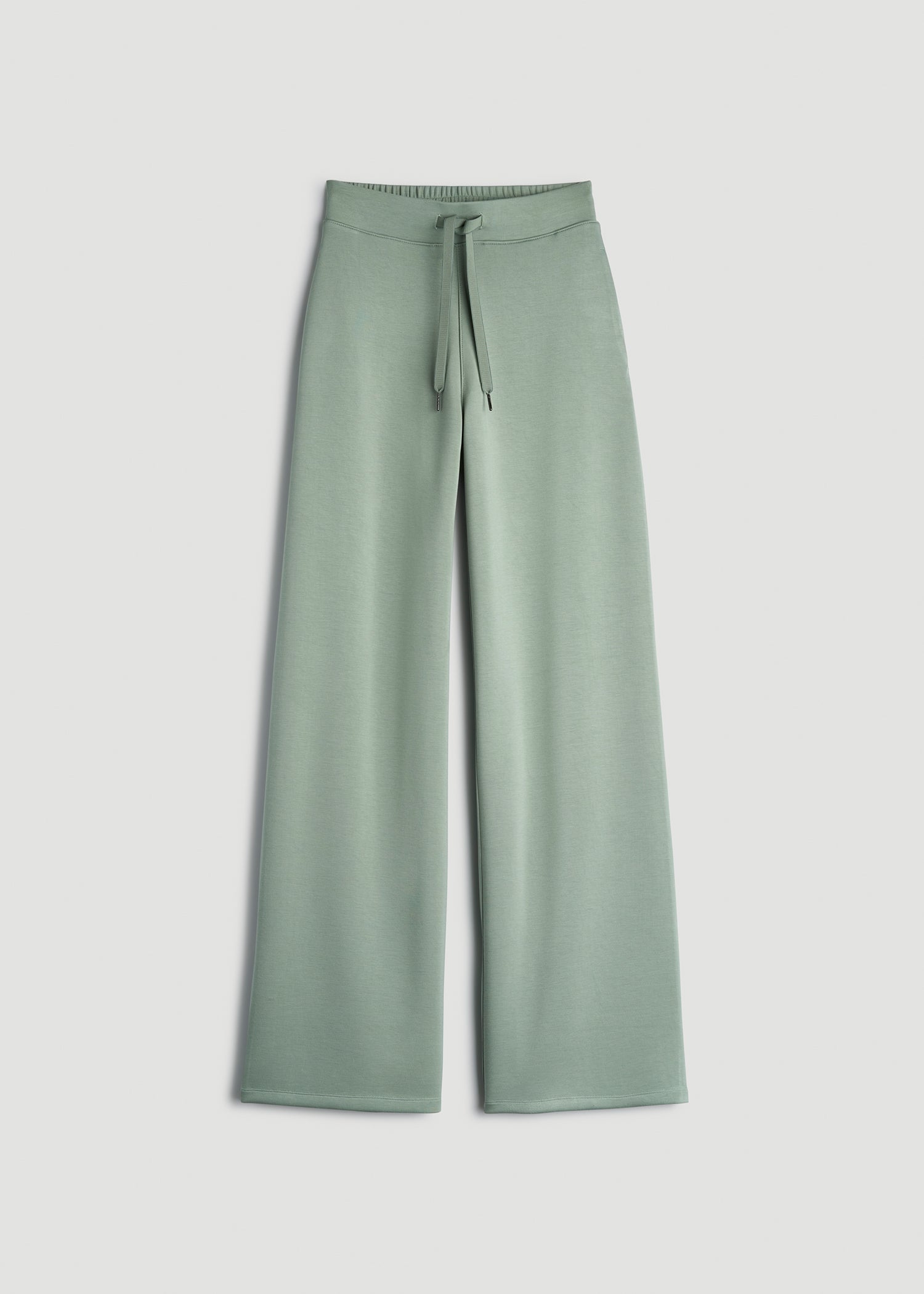 American Tall Discount | Pull-On Tie Waist Wide Leg Pants for Tall Women in Seagrass