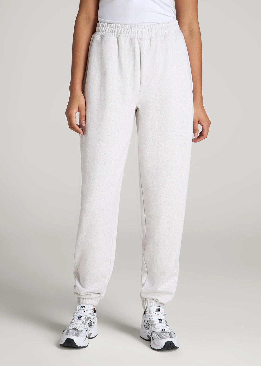 American Tall Online | Wearever Oversized French Terry Joggers for Tall Women in Heather Cloud White