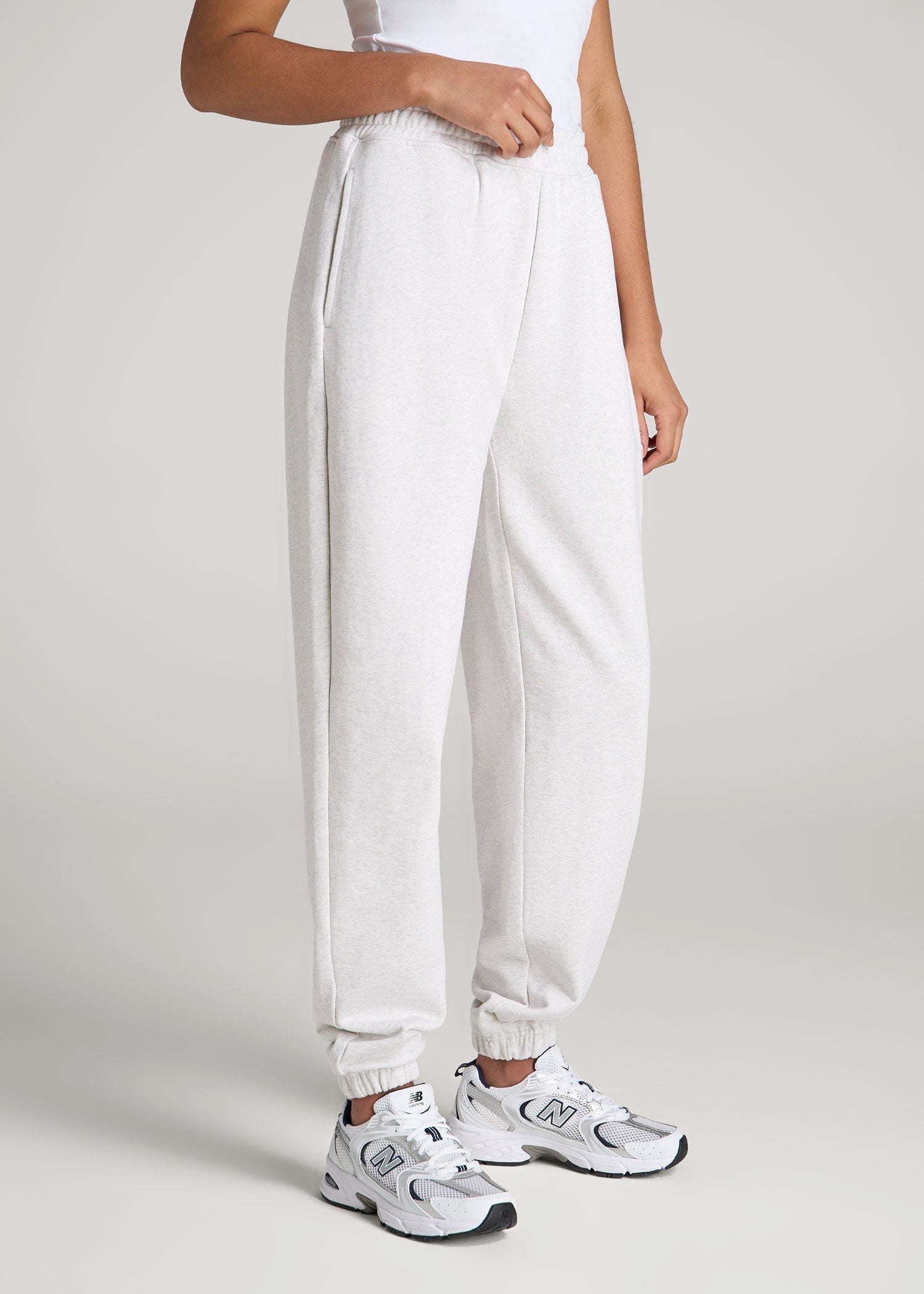 American Tall Online | Wearever Oversized French Terry Joggers for Tall Women in Heather Cloud White