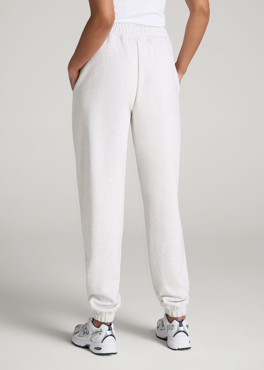 American Tall Online | Wearever Oversized French Terry Joggers for Tall Women in Heather Cloud White