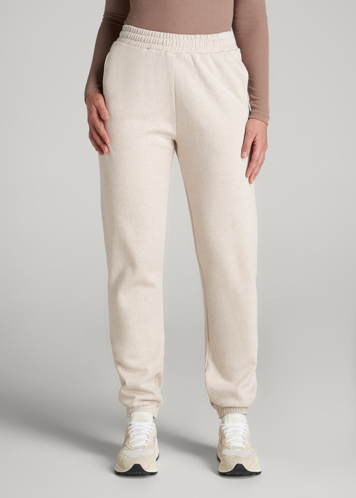 American Tall Sale | Wearever Fleece Relaxed Sweatpants for Tall Women in Oatmeal Mix