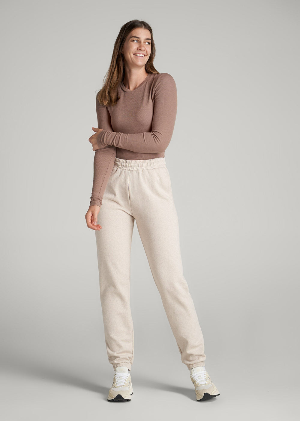 American Tall Sale | Wearever Fleece Relaxed Sweatpants for Tall Women in Oatmeal Mix