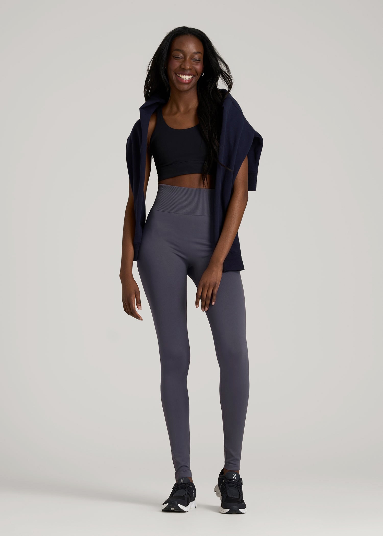 American Tall Outlet | Compression Training Leggings for Tall Women in Periscope Grey