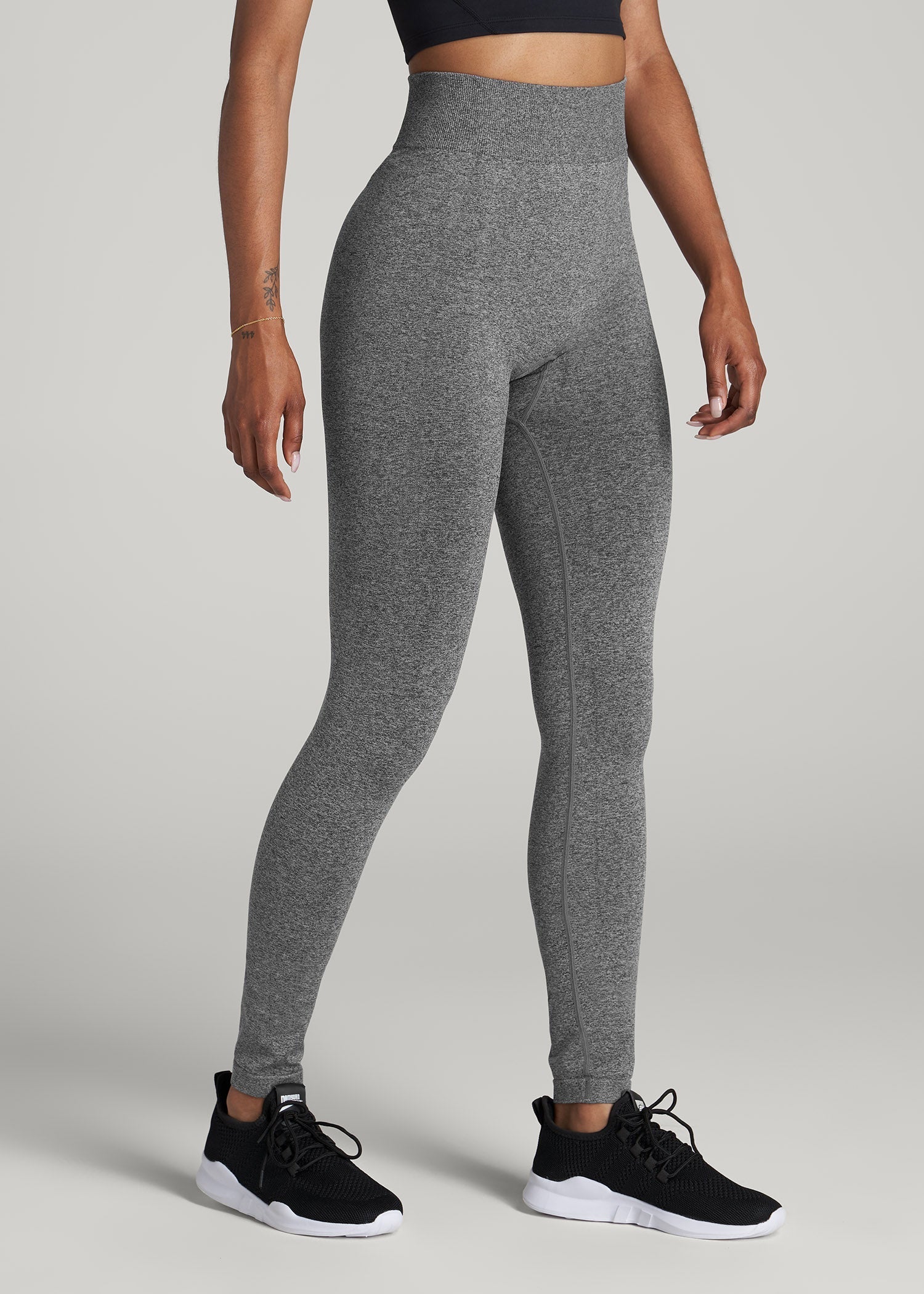 American Tall For Sale | Seamless Leggings for Tall Women in Black & Grey Heather