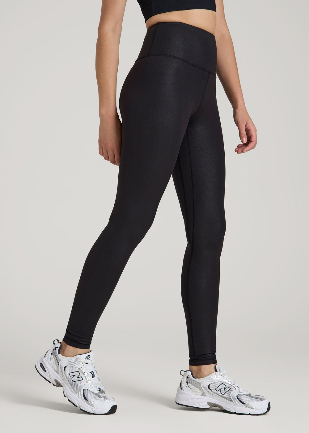 American Tall Discount | Balance High-Rise Leggings for Tall Women in Black Shine
