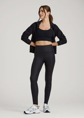 American Tall Discount | Balance High-Rise Leggings for Tall Women in Black Shine