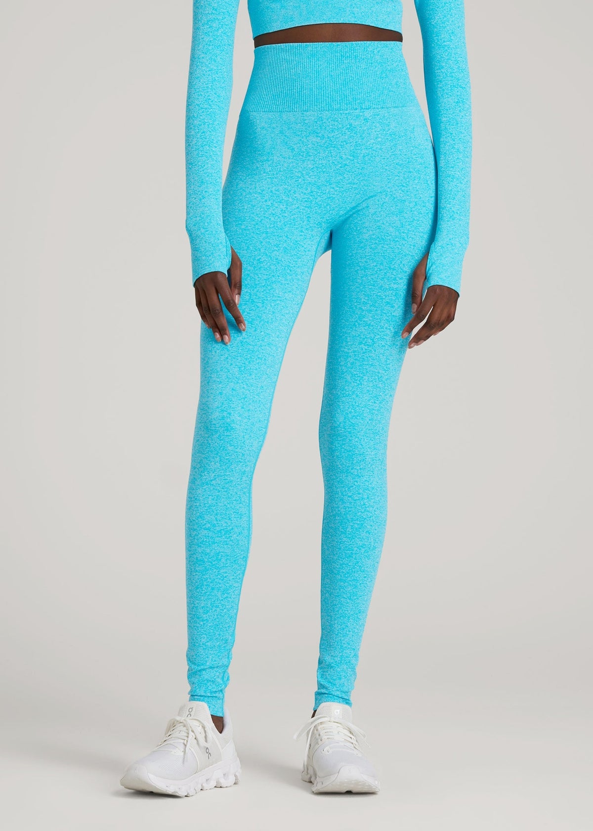 American Tall Sale | Compression Training Leggings for Tall Women in Scuba Blue Mix