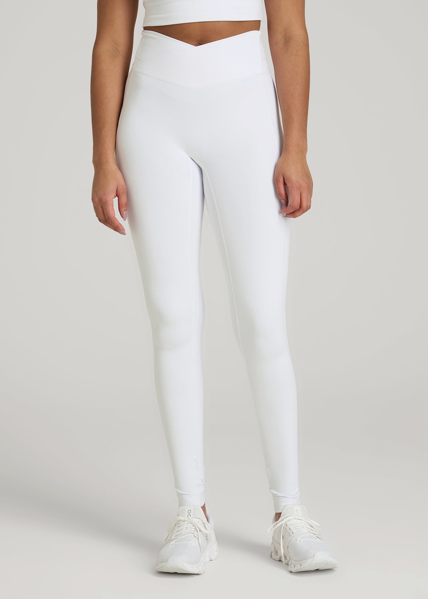 American Tall Discount | Balance Cross Over Leggings for Tall Women in White