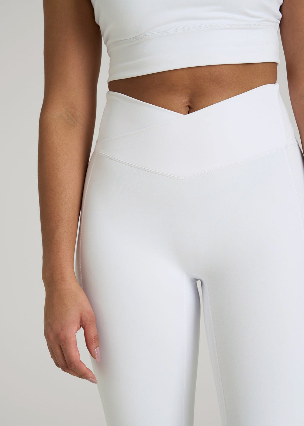 American Tall Discount | Balance Cross Over Leggings for Tall Women in White