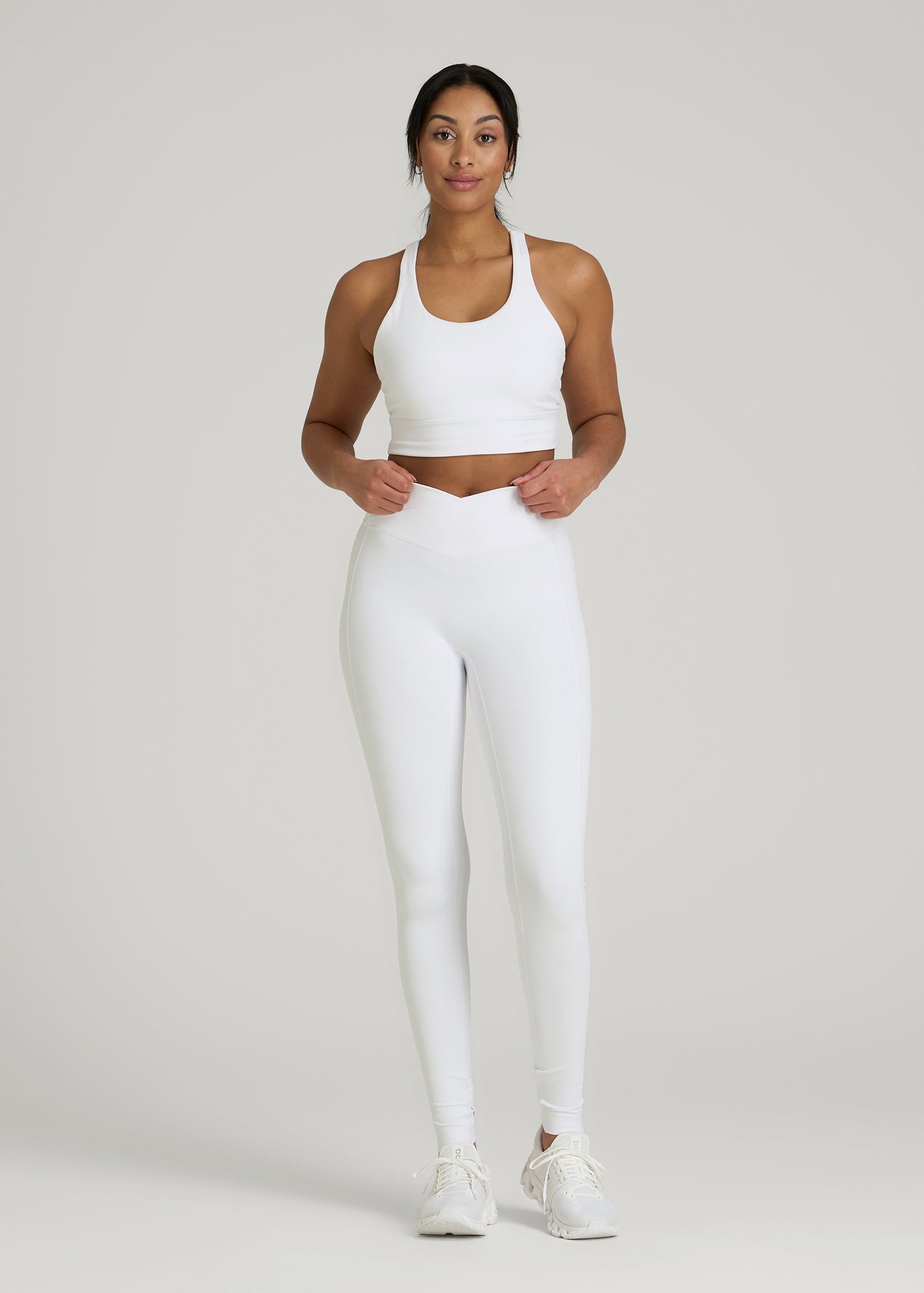 American Tall Discount | Balance Cross Over Leggings for Tall Women in White