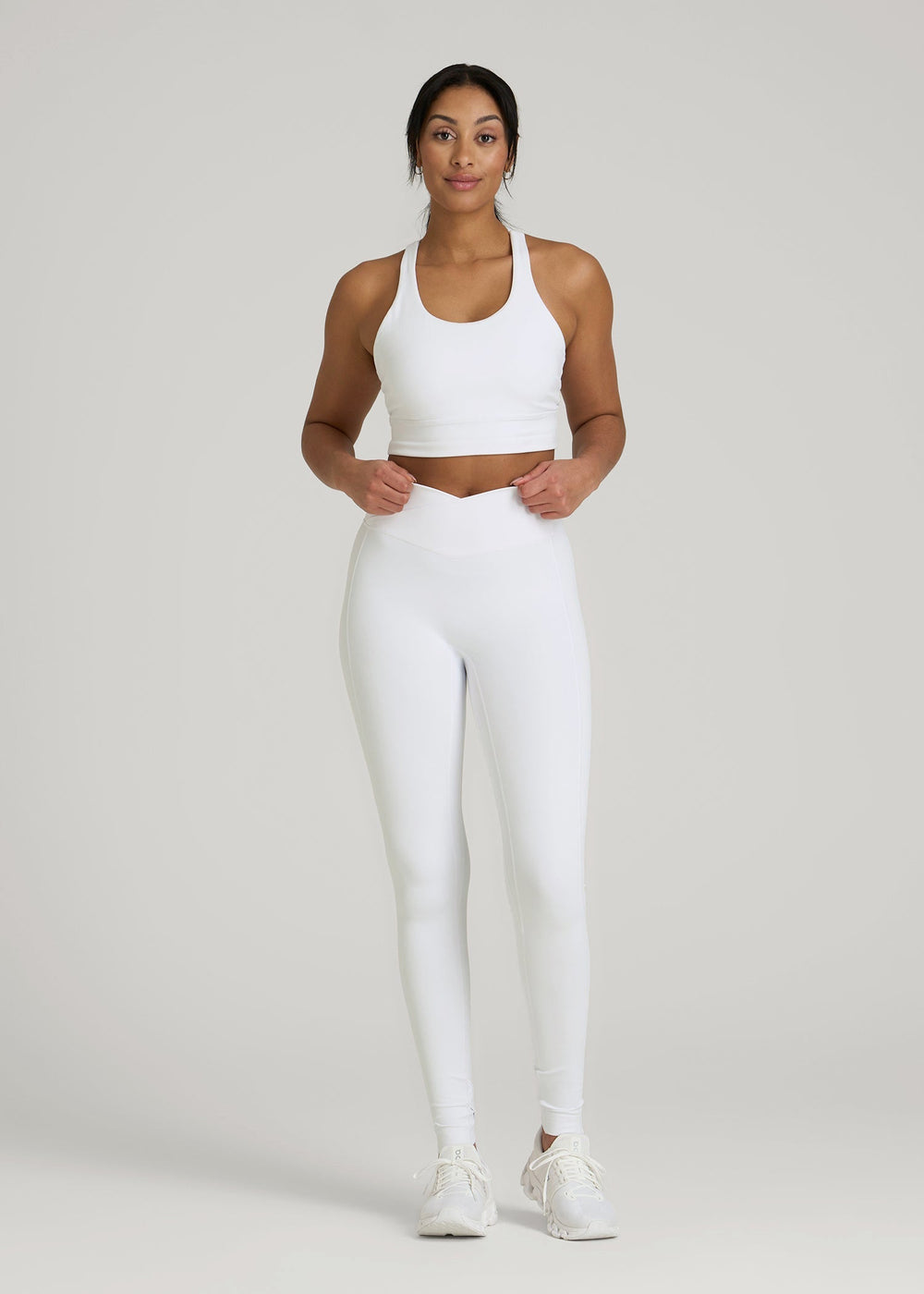 American Tall Discount | Balance Cross Over Leggings for Tall Women in White