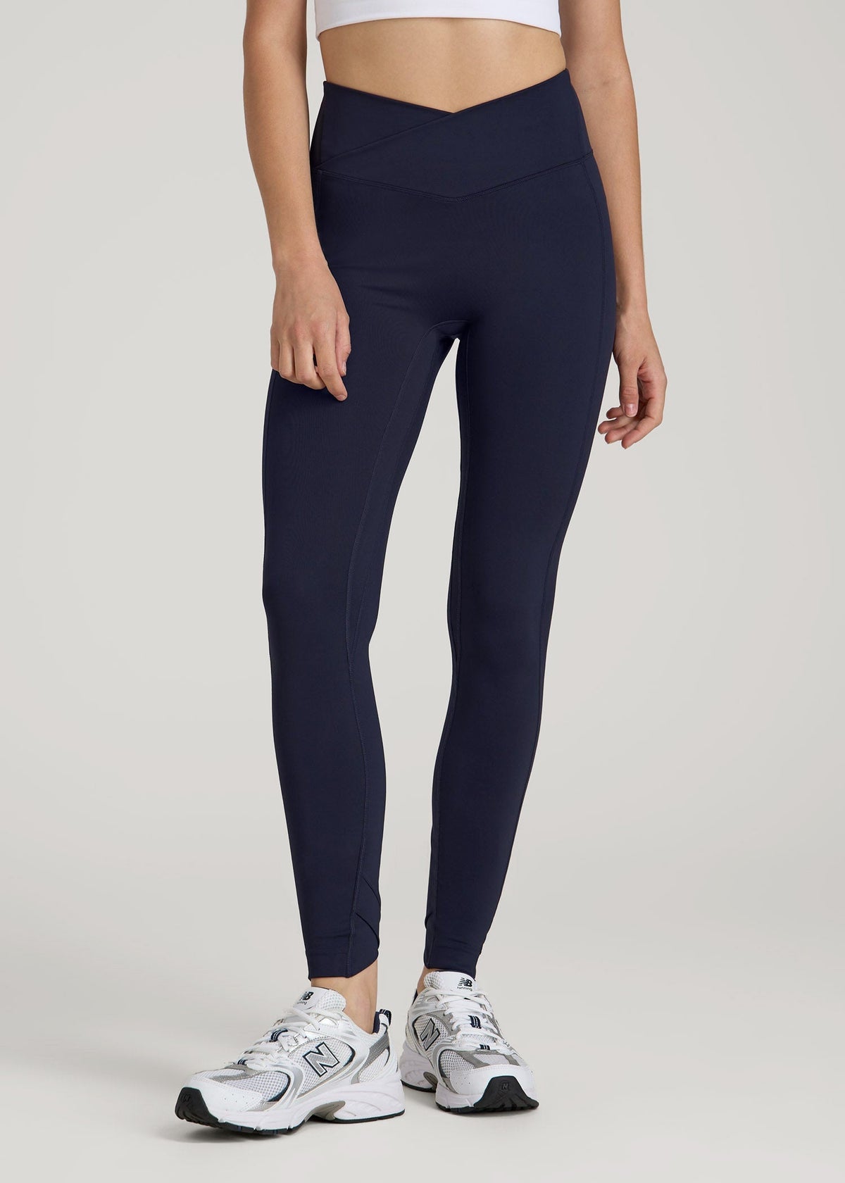 American Tall Outlet | Balance Cross Over Leggings for Tall Women in Dark Navy