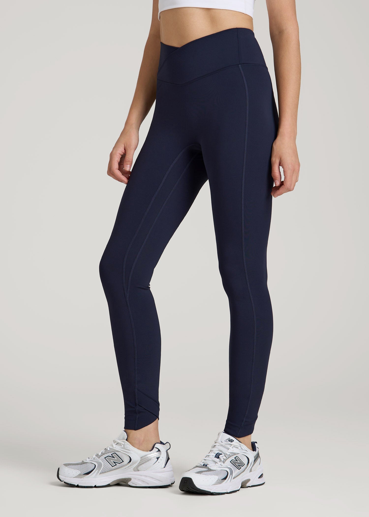 American Tall Outlet | Balance Cross Over Leggings for Tall Women in Dark Navy