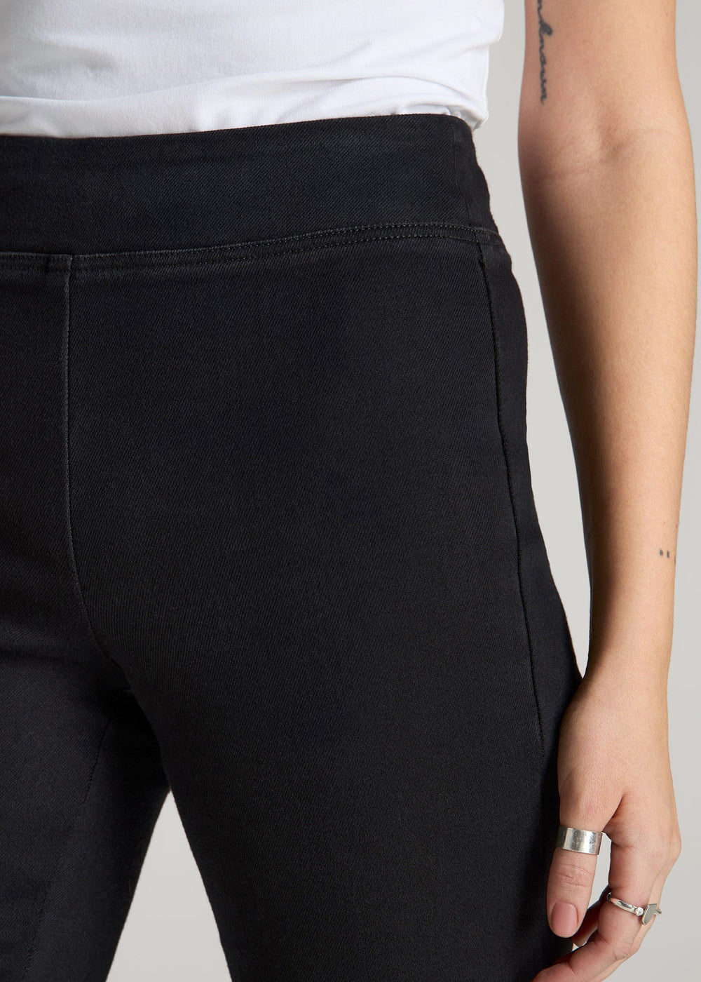 American Tall Discount | Harper Pull-on Straight Leg Jeans for Tall Women in Washed Black