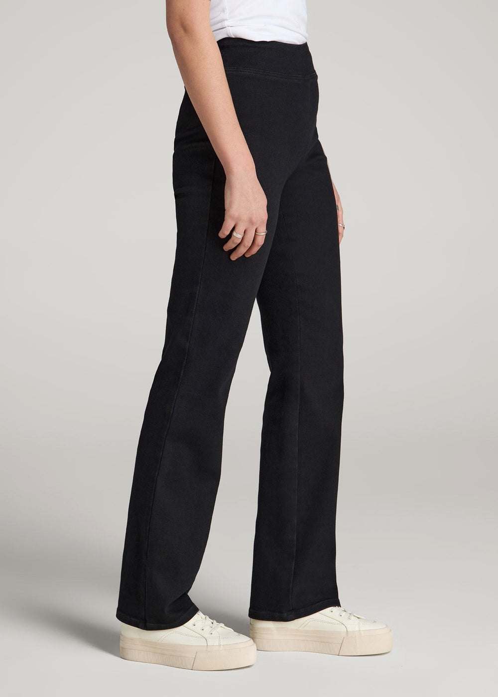 American Tall Discount | Harper Pull-on Straight Leg Jeans for Tall Women in Washed Black