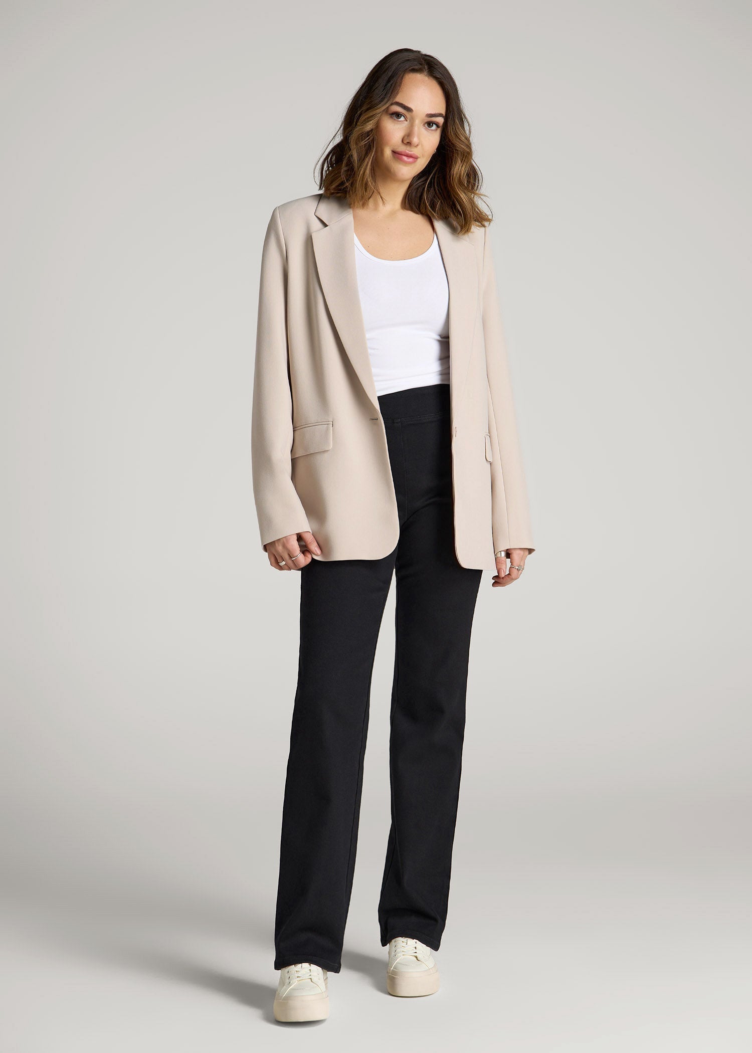 American Tall Discount | Harper Pull-on Straight Leg Jeans for Tall Women in Washed Black
