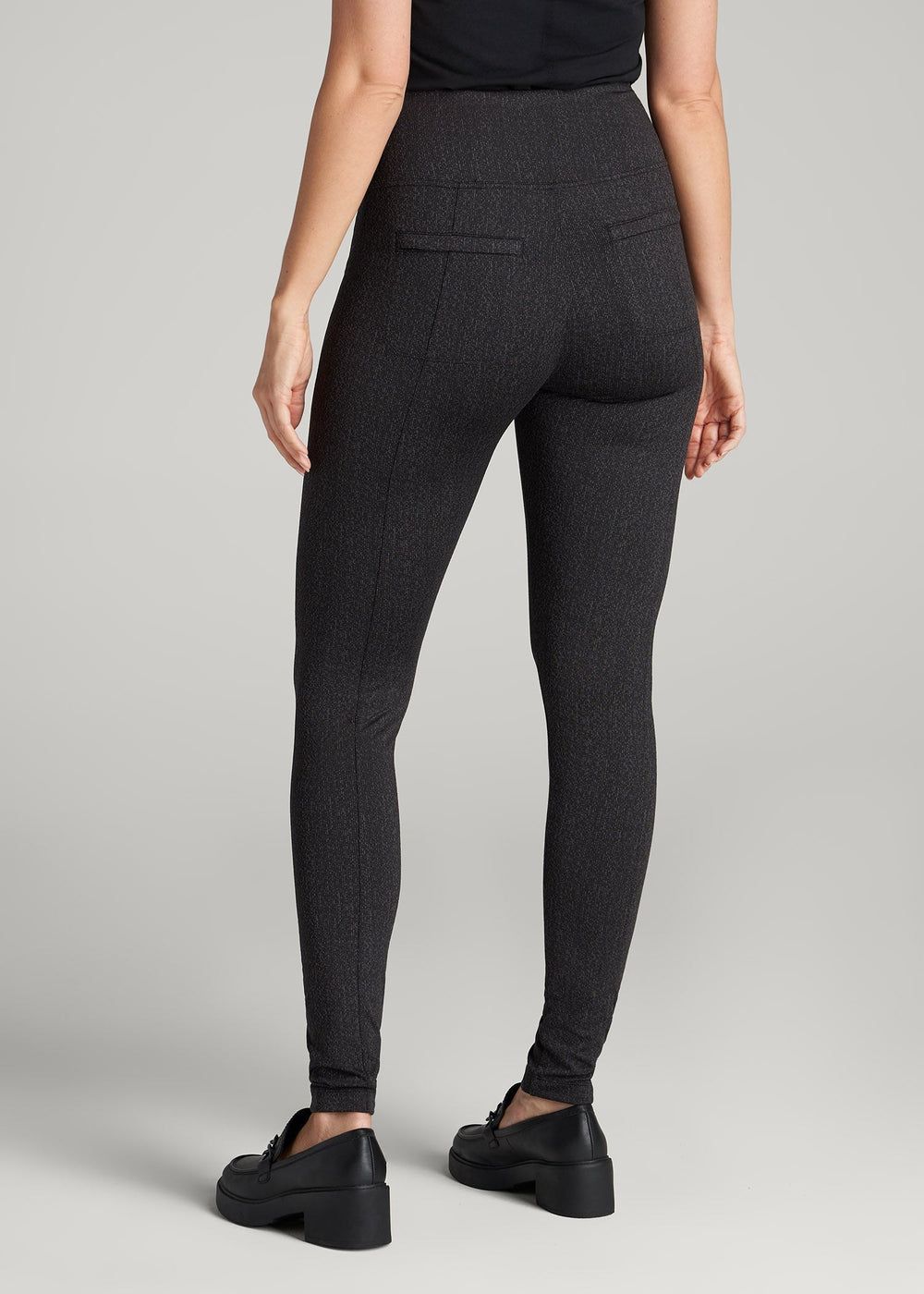 American Tall Online | Textured Back-Pocket Leggings for Tall Women in Black Charcoal Jacquard