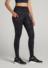 American Tall Sale | Women's Active Leggings with Pockets for Tall Women in Grey Camo