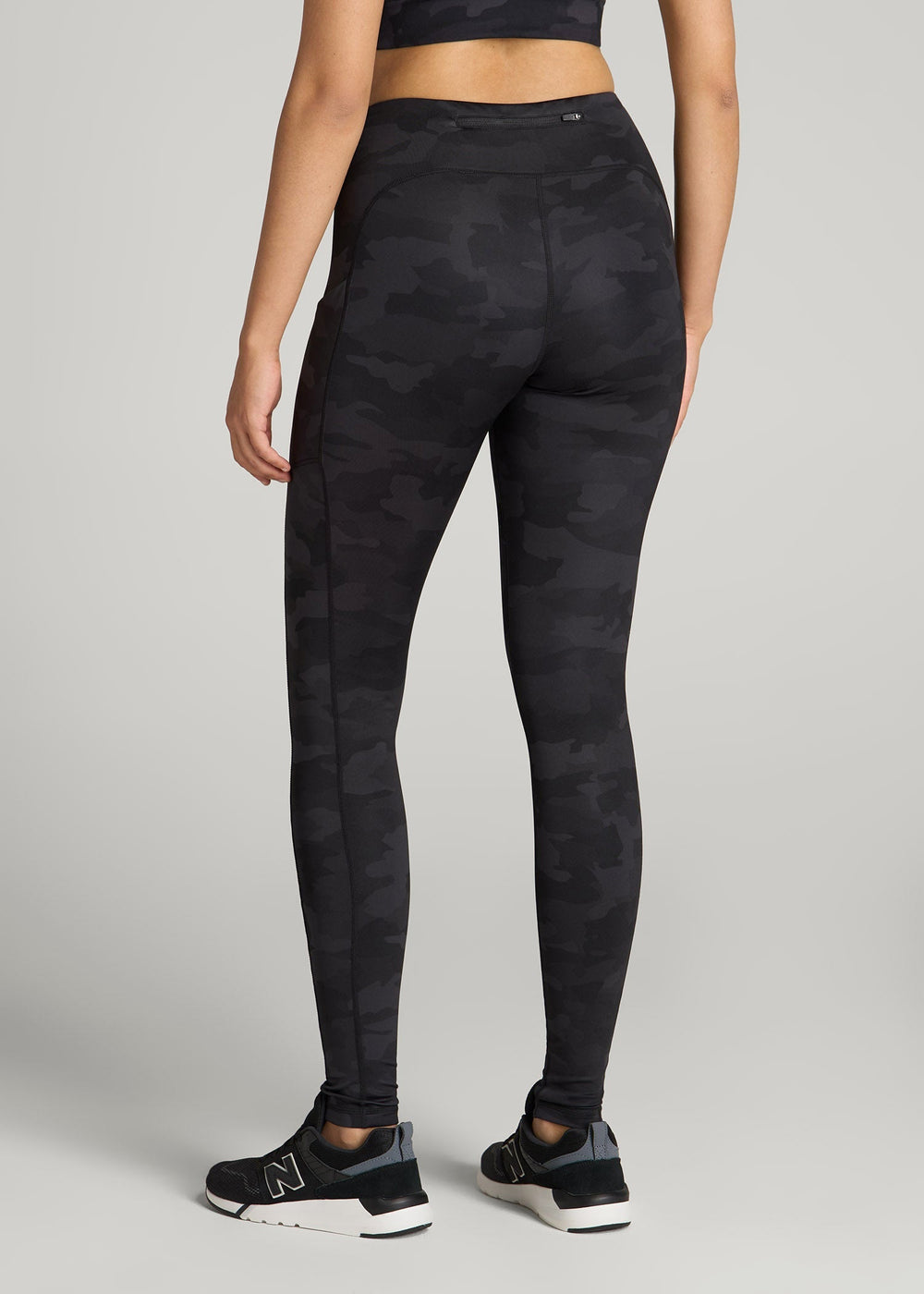 American Tall Sale | Women's Active Leggings with Pockets for Tall Women in Grey Camo