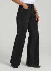 American Tall Sale | Stevie Wide Leg Jeans for Tall Women in Onyx Black Wash