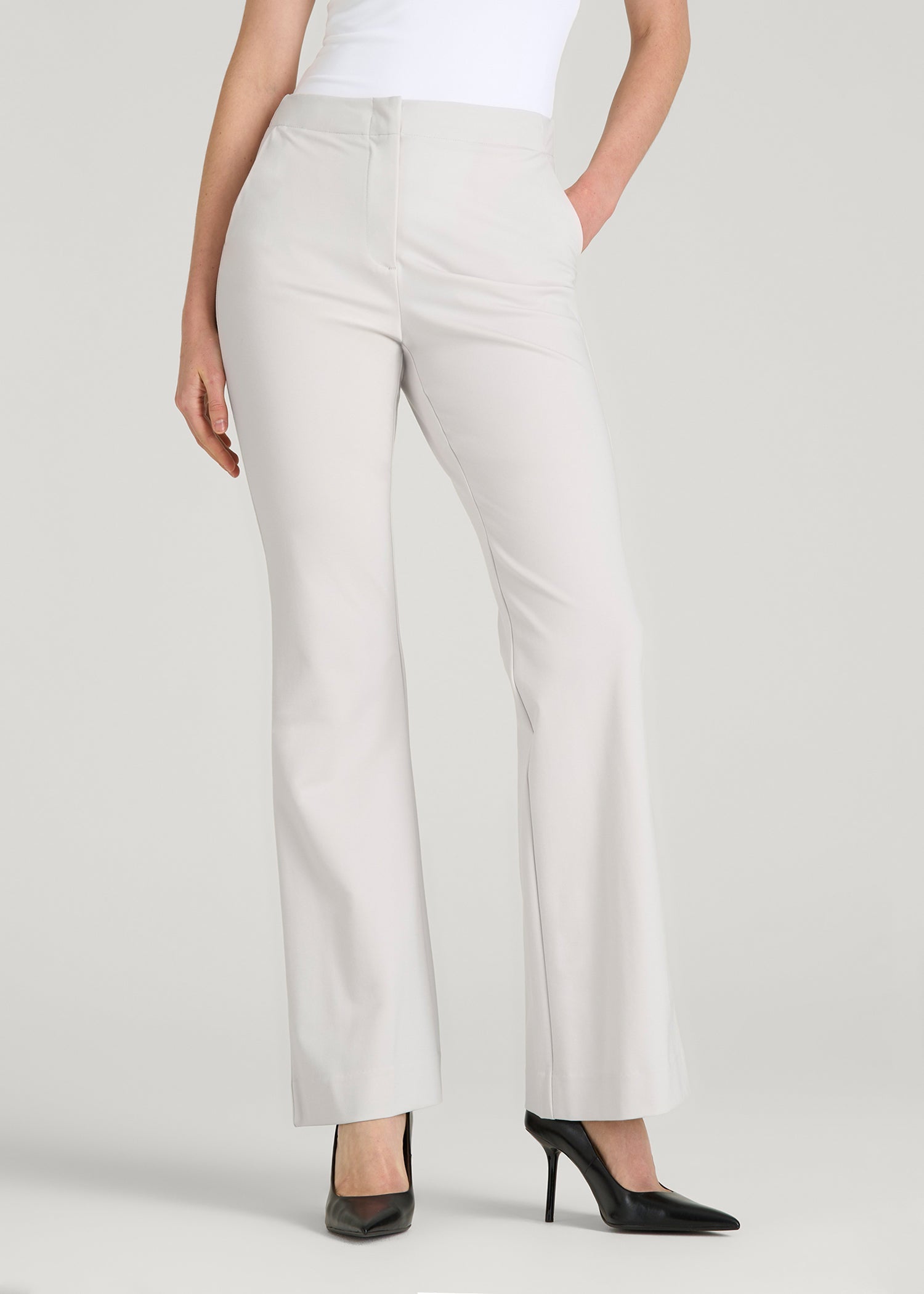 American Tall Outlet | Freedom Flex Flare Dress Pants for Tall Women in White Sand