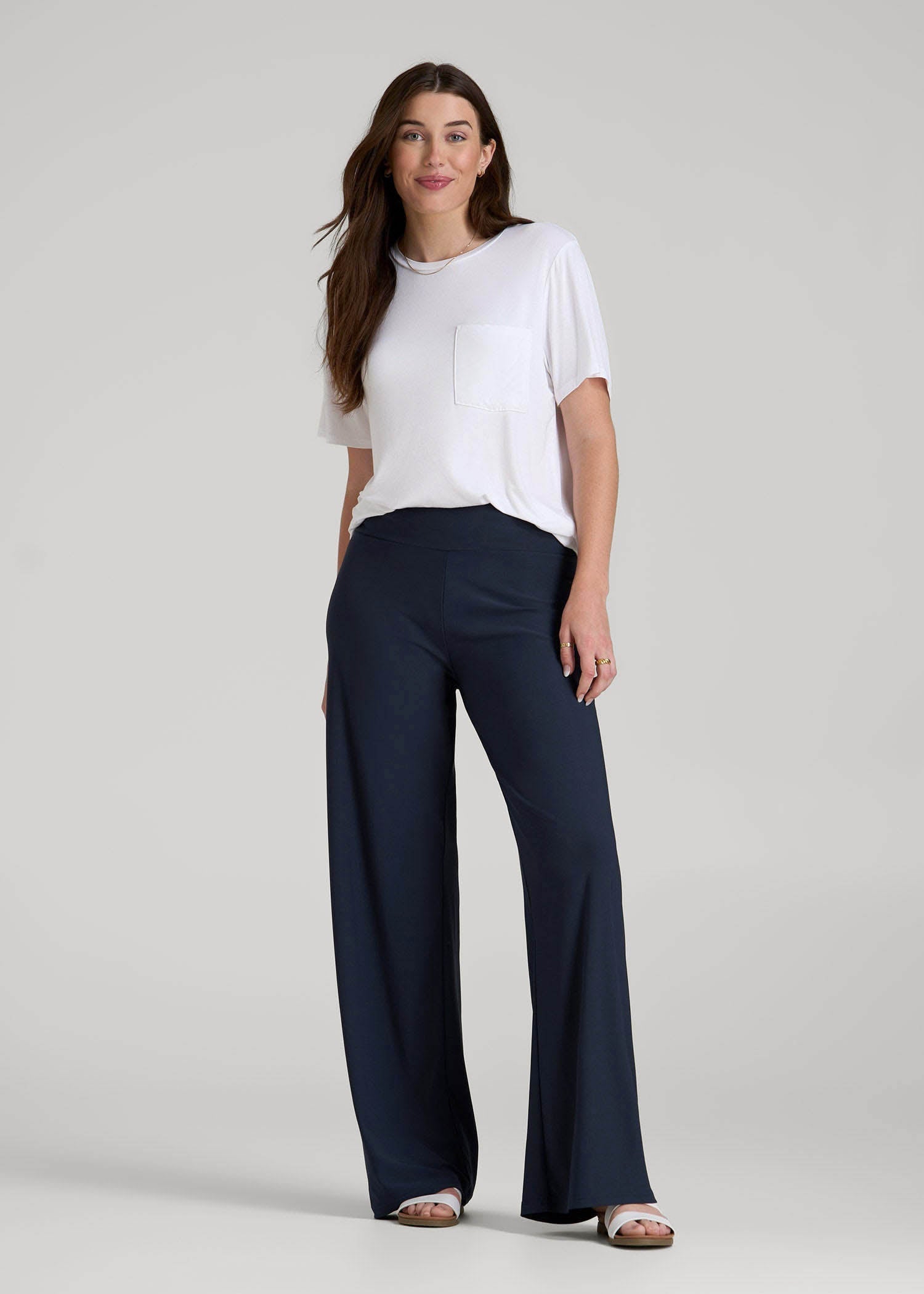 American Tall Online Shop | Pull-On Breezy Wide Leg Pants for Tall Women in Navy