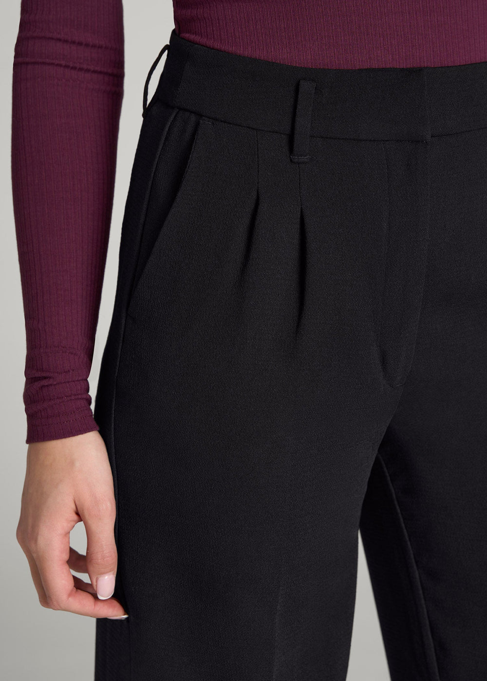 American Tall Outlet | Pleated WIDE Leg Dress Pants for Tall Women in Black