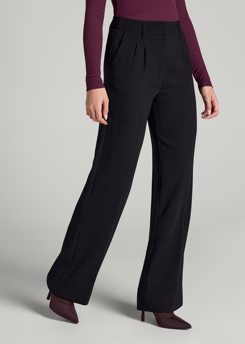 American Tall Outlet | Pleated WIDE Leg Dress Pants for Tall Women in Black