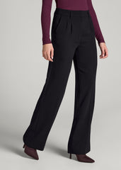 American Tall Outlet | Pleated WIDE Leg Dress Pants for Tall Women in Black