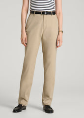 American Tall For Sale | Stretch Commuter Tapered Fit Chino Pants for Tall Women in Warm Taupe