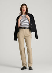 American Tall For Sale | Stretch Commuter Tapered Fit Chino Pants for Tall Women in Warm Taupe