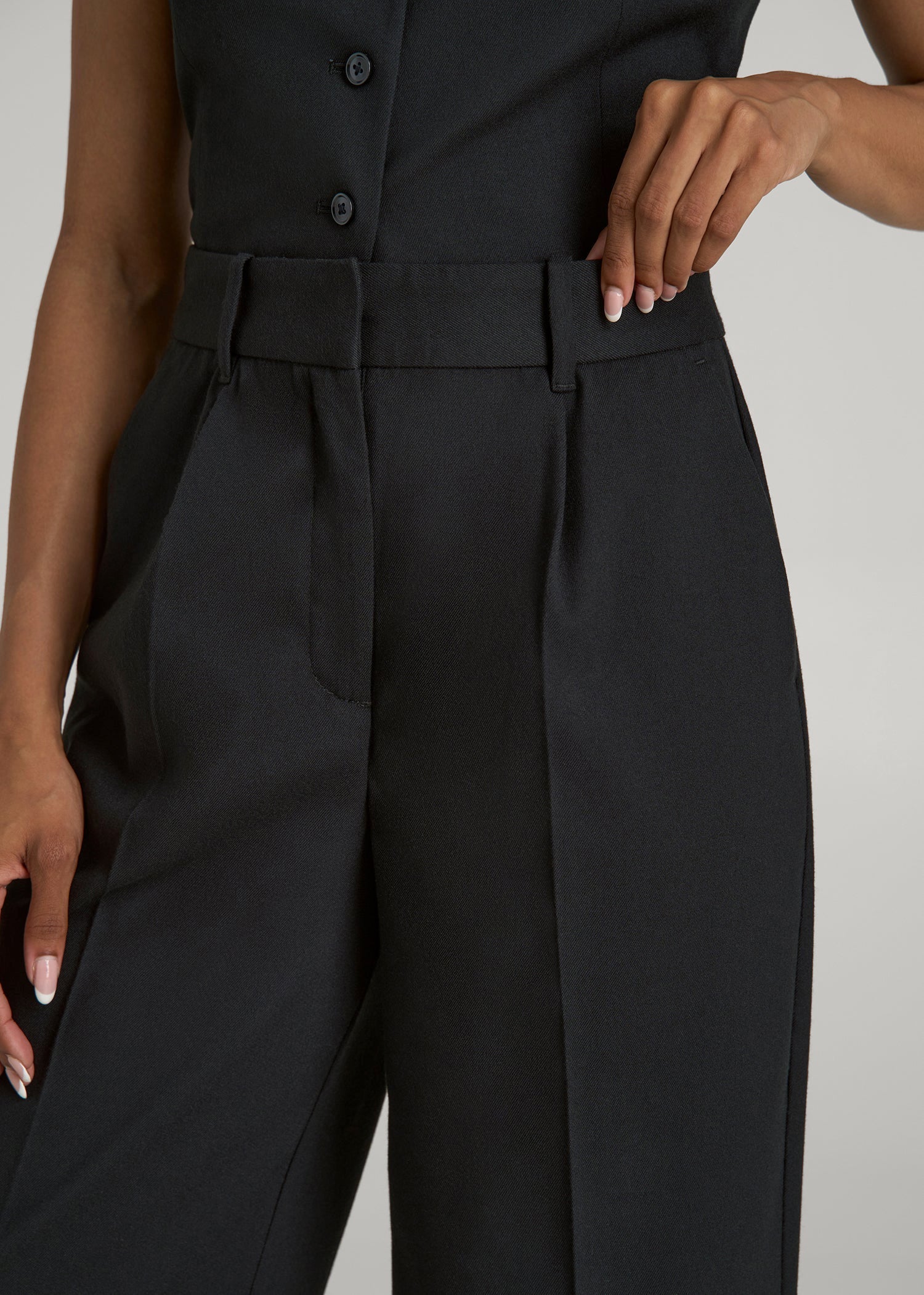 American Tall Discount | High-Rise Wide-Leg Pleated Dress Pants for Tall Women in Black