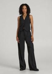 American Tall Discount | High-Rise Wide-Leg Pleated Dress Pants for Tall Women in Black