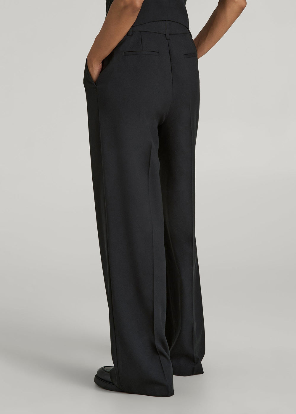 American Tall Discount | High-Rise Wide-Leg Pleated Dress Pants for Tall Women in Black