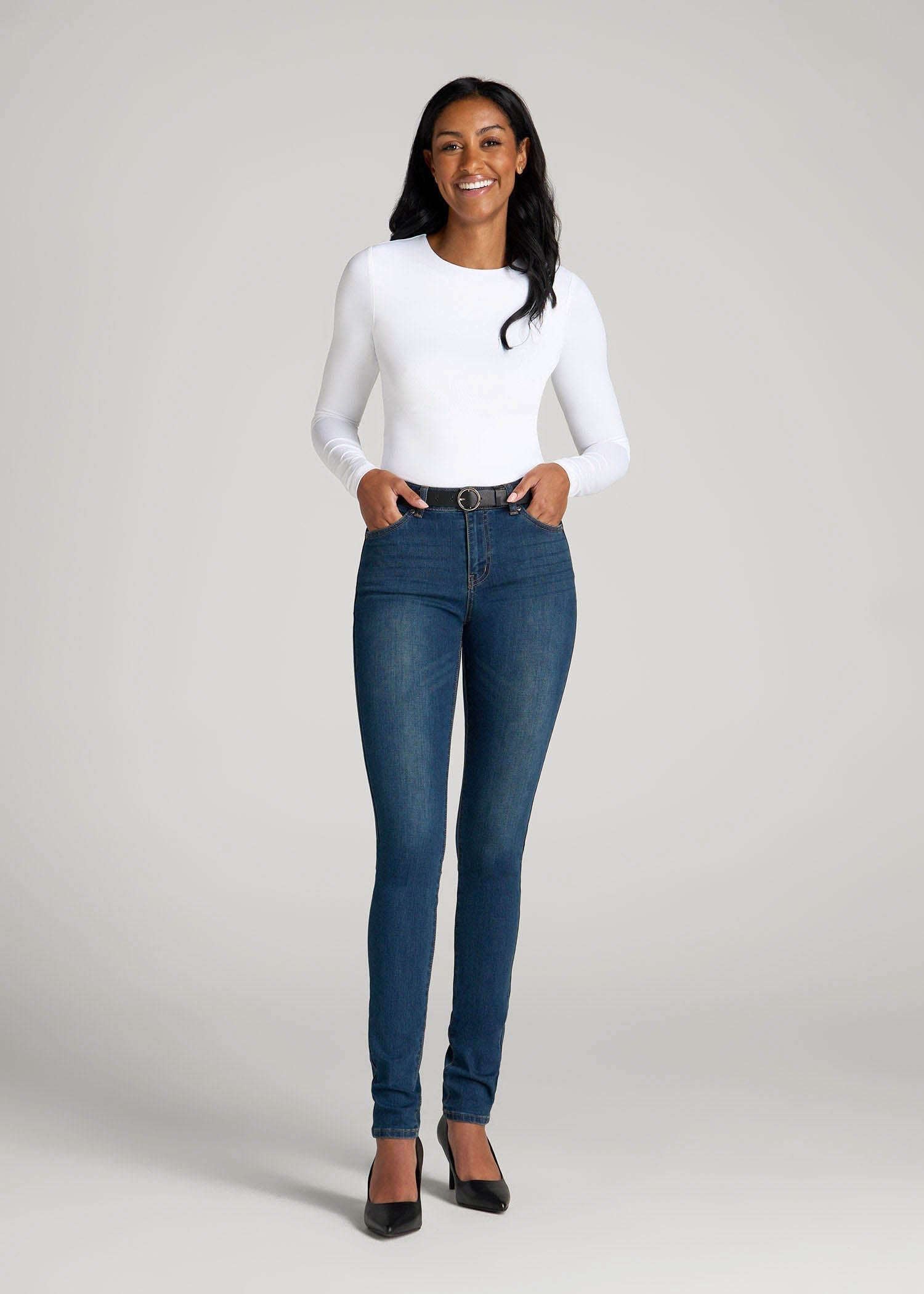 American Tall Sale | Sarah Mid-Rise Skinny Jeans for Tall Women in Blue
