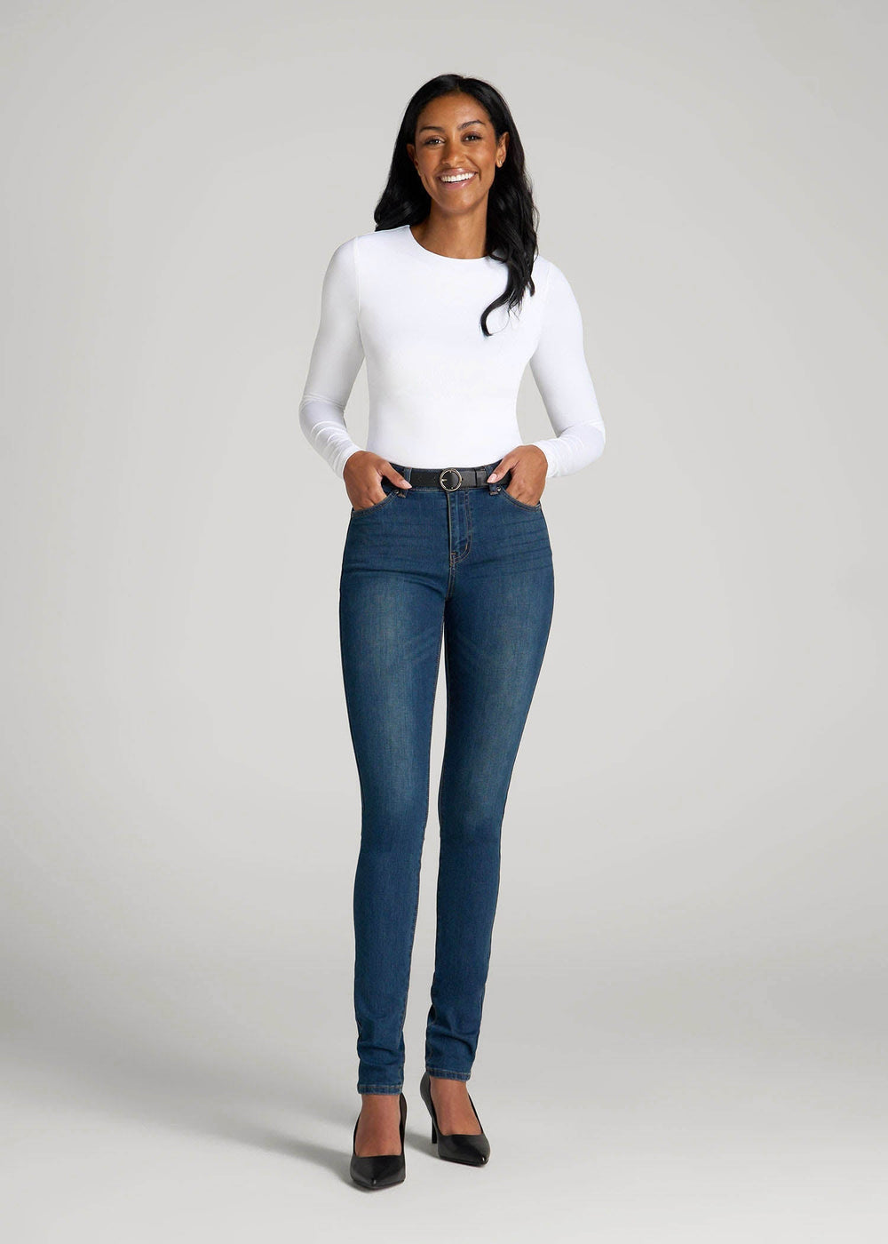 American Tall Sale | Sarah Mid-Rise Skinny Jeans for Tall Women in Blue