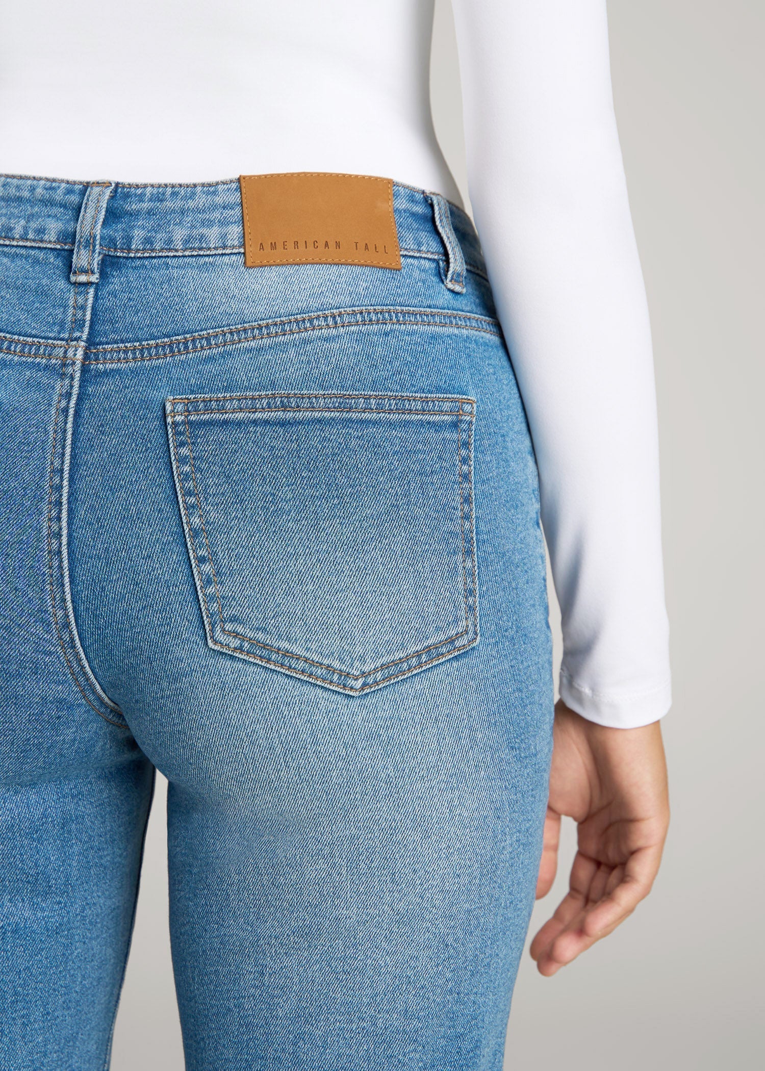 American Tall Outlet | Harper High-Rise Straight Stretch Jeans for Tall Women in Colorado Blue