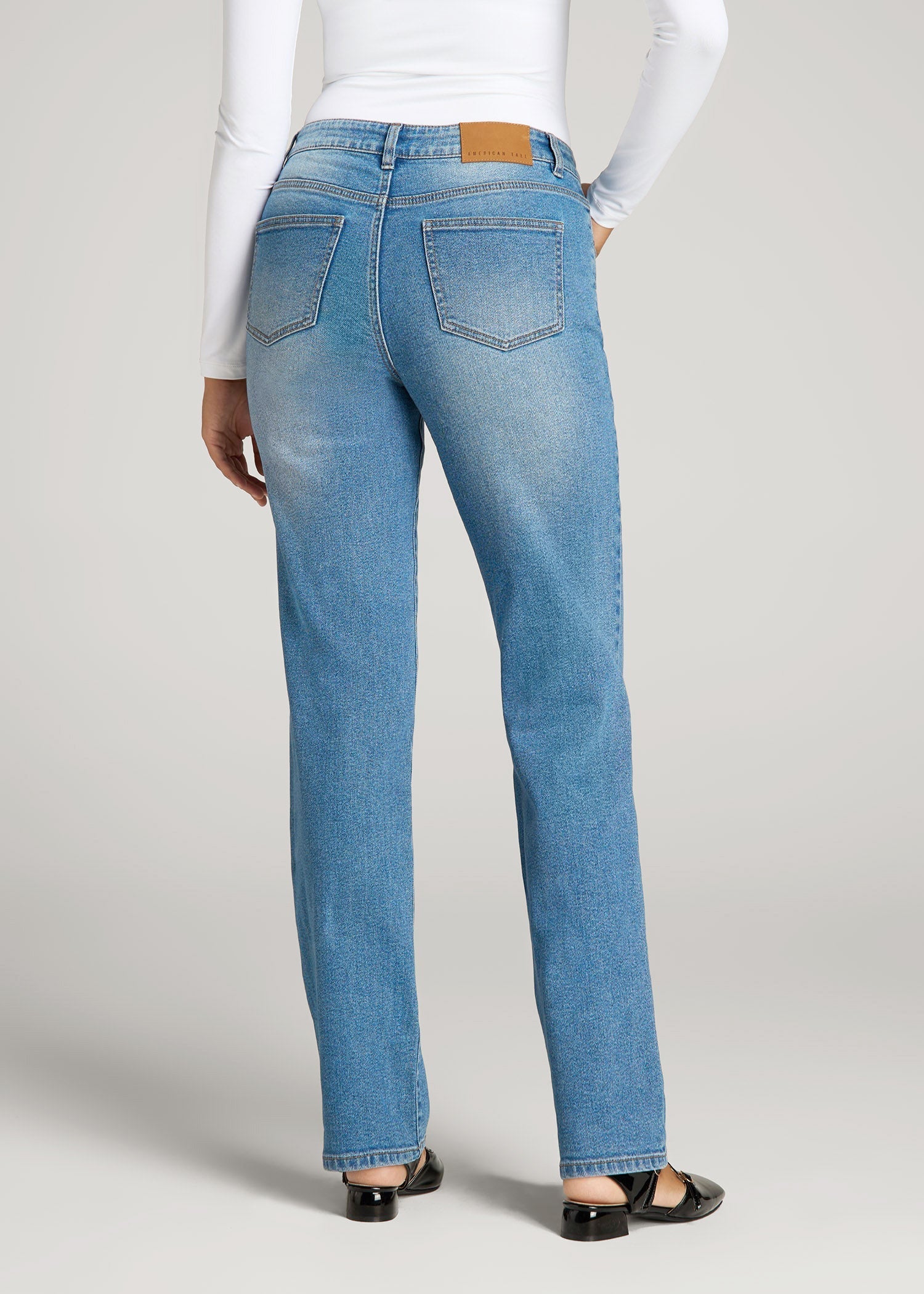 American Tall Outlet | Harper High-Rise Straight Stretch Jeans for Tall Women in Colorado Blue