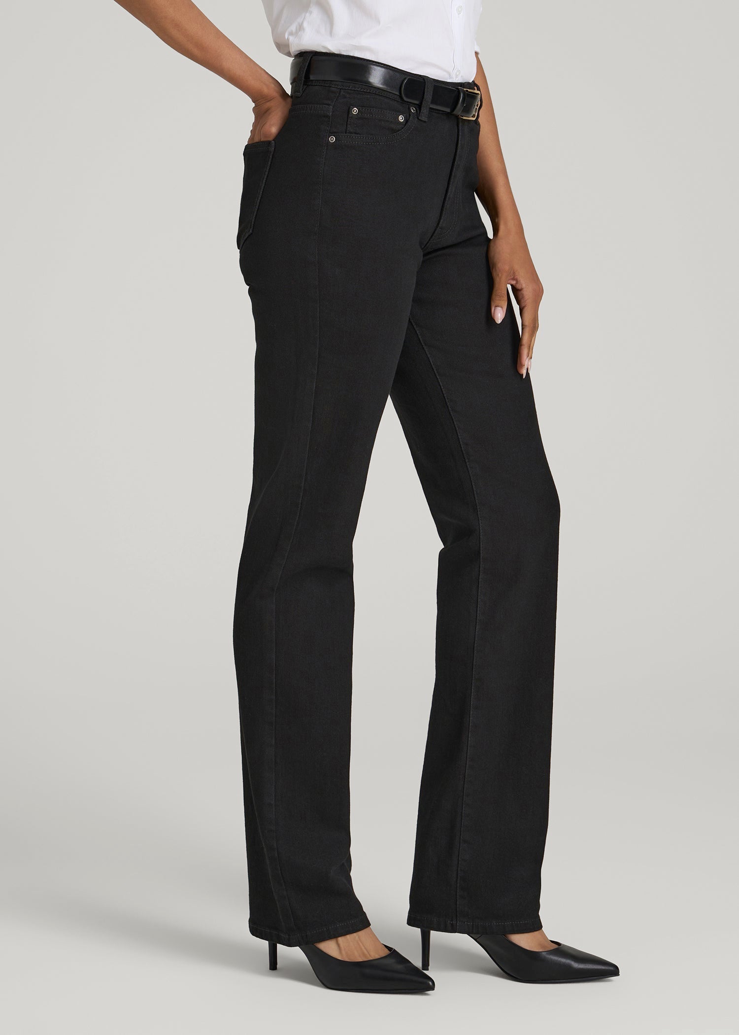 American Tall For Sale | Harper High-Rise Straight Stretch Jeans for Tall Women in Black