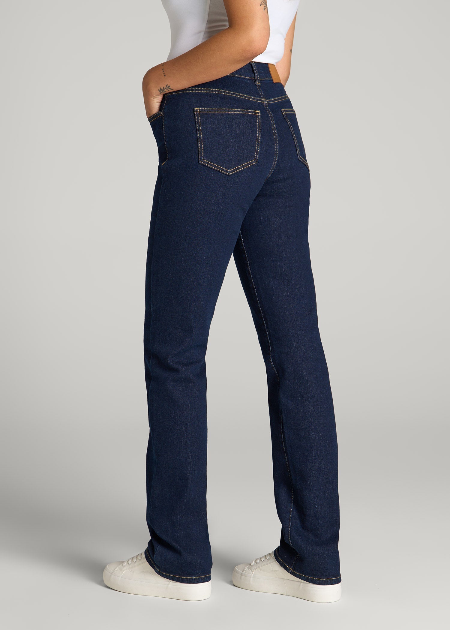 American Tall Online Shop | Harper High-Rise Straight Stretch Jeans for Tall Women in Ink Blue