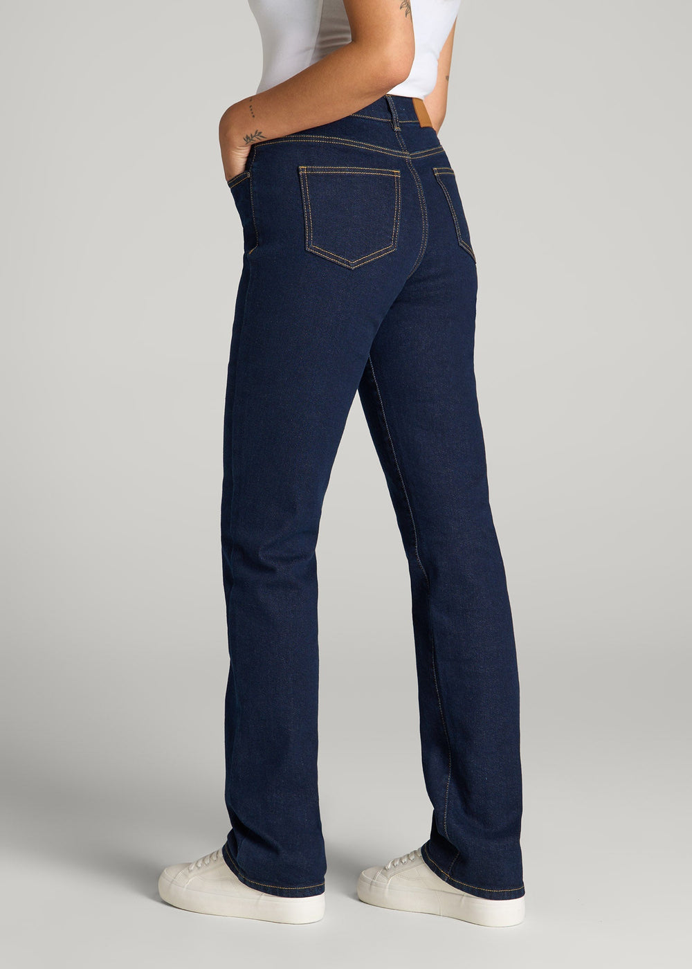American Tall Online Shop | Harper High-Rise Straight Stretch Jeans for Tall Women in Ink Blue