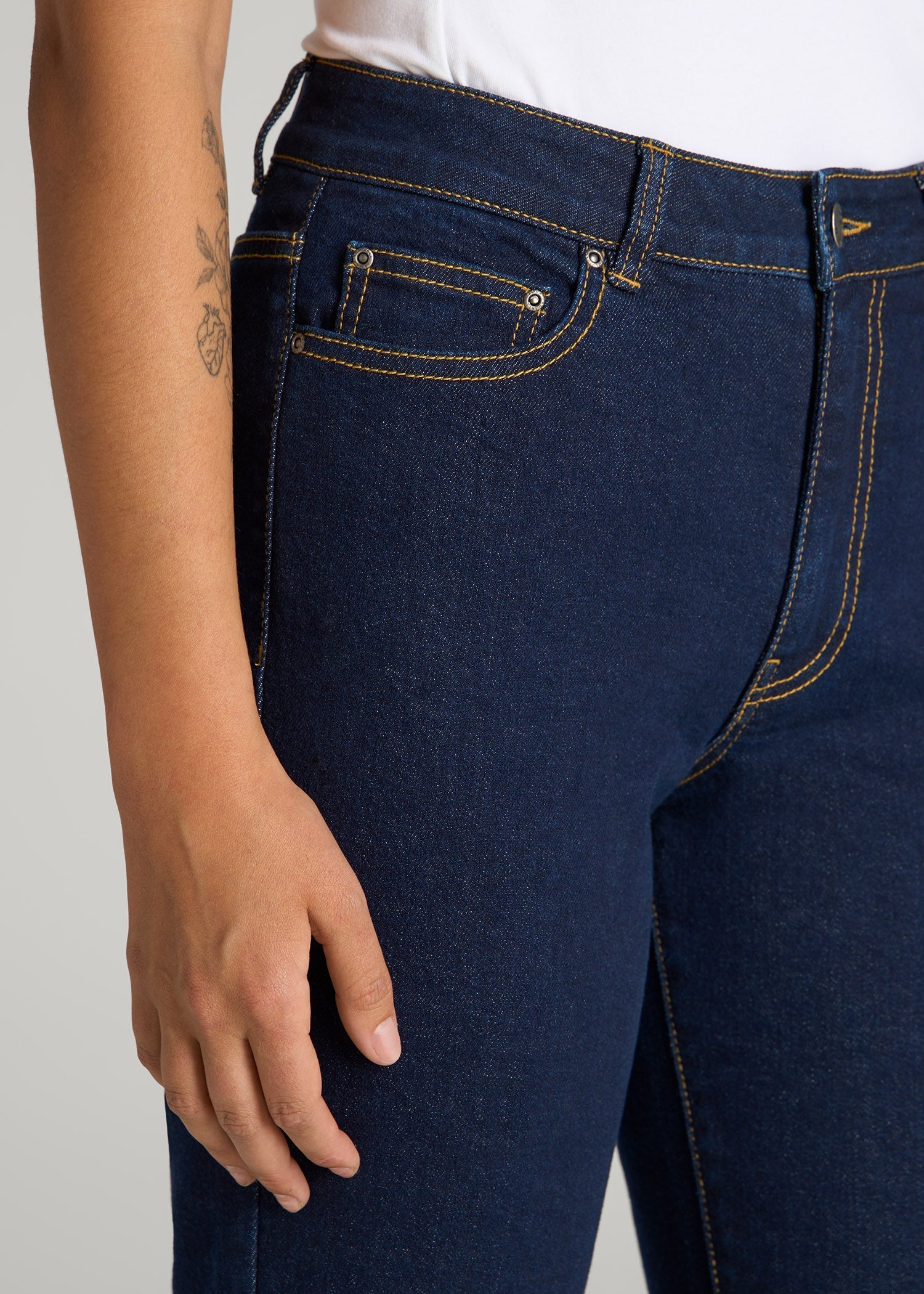 American Tall Online Shop | Harper High-Rise Straight Stretch Jeans for Tall Women in Ink Blue