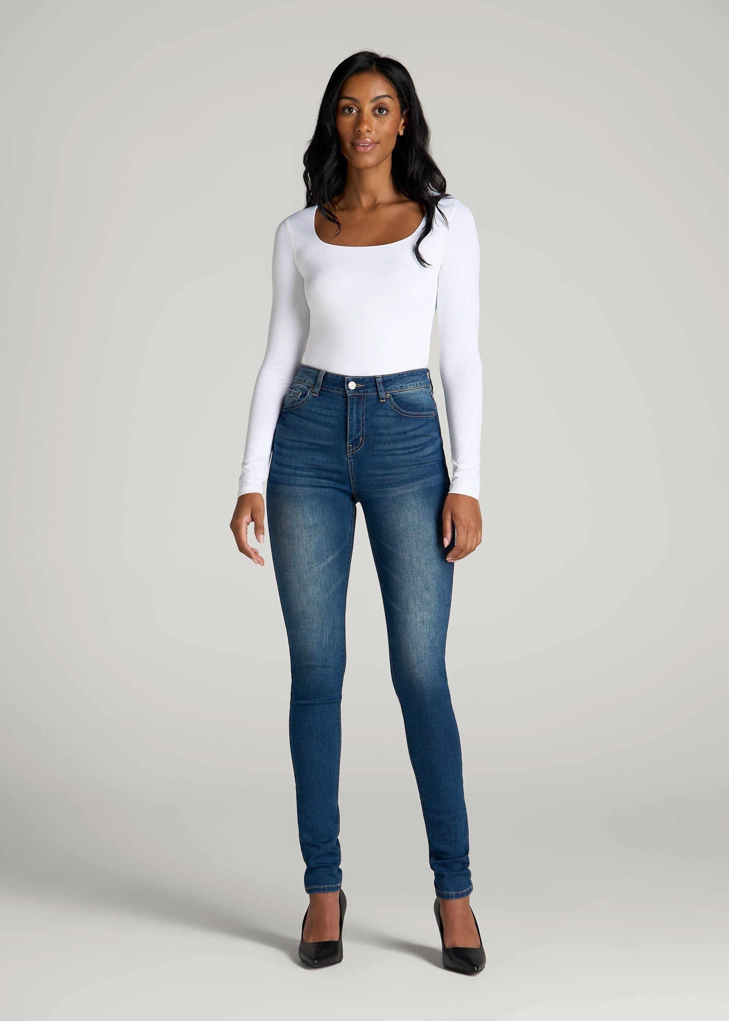 American Tall Discount | Georgia High-Rise Skinny Jeans for Tall Women in Classic Blue