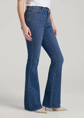 American Tall Sale | Chloe High Rise Flare Jeans for Tall Women in Stellar Blue Wash