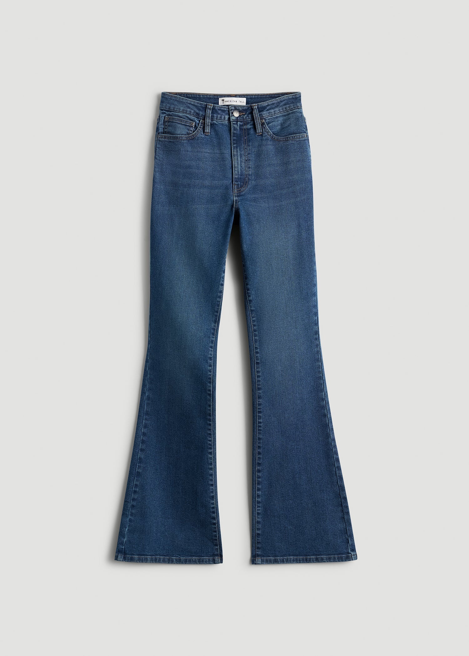 American Tall Sale | Chloe High Rise Flare Jeans for Tall Women in Stellar Blue Wash