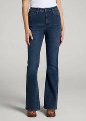 American Tall Outlet | Chloe High Rise Flare Jeans for Tall Women in Faded Dark Indigo