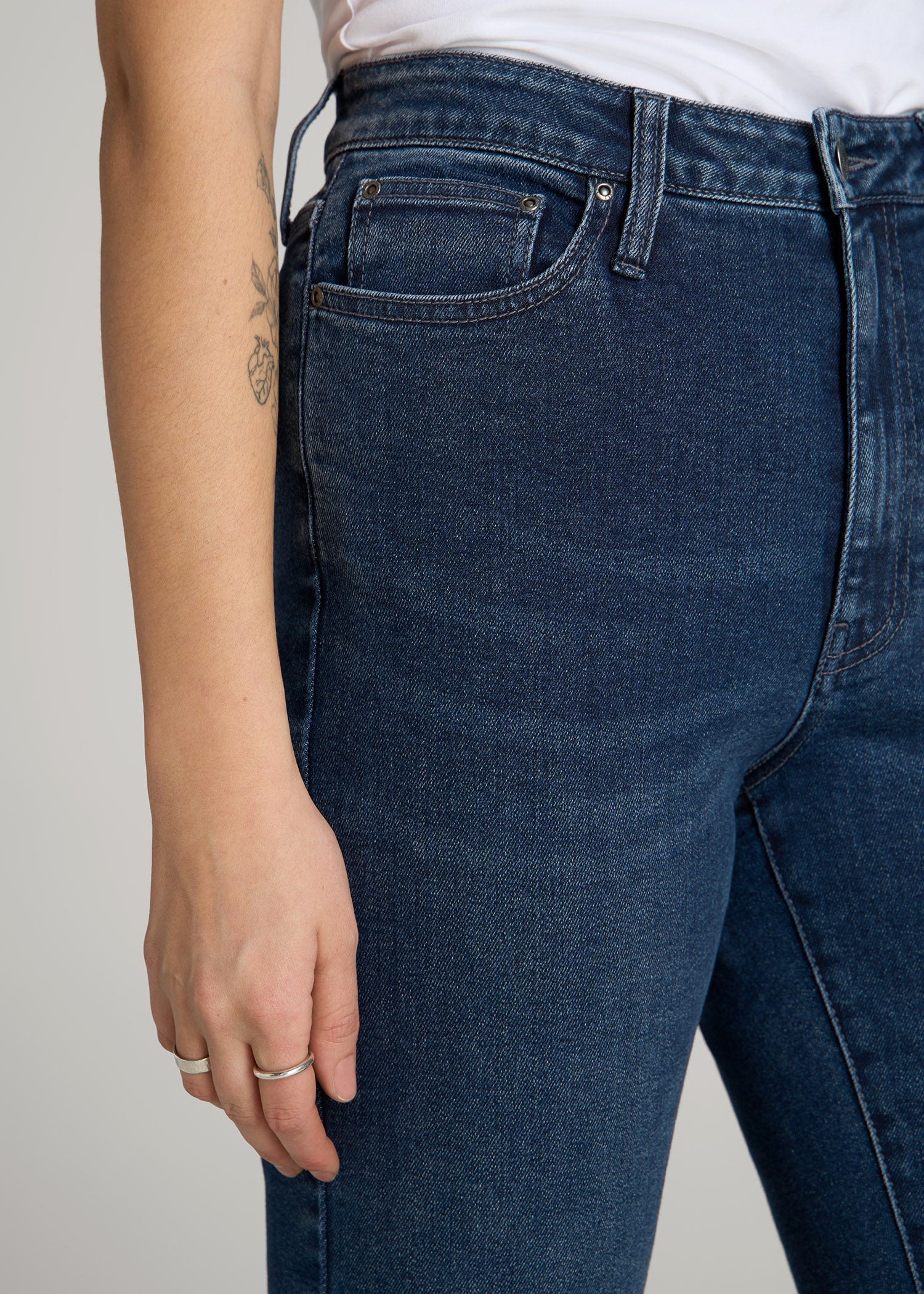 American Tall Outlet | Chloe High Rise Flare Jeans for Tall Women in Faded Dark Indigo